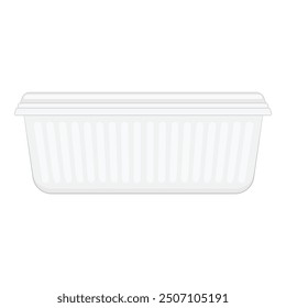 Closed rectangular plastic container with lid, blank mockup template for branding, front view