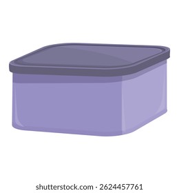 Closed rectangular plastic food container with lid for storing food