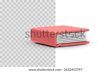 Closed Red Book in Isometric Style. Vector Illustration Symbolizing Knowledge, Study Material, Literature, or School Textbook in Modern Educational Contexts.