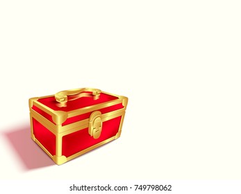 Closed red chest,gift box isolated on white background.Vector 3d illustration