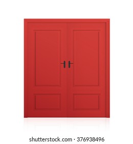 Closed red door with frame Isolated on background vector design