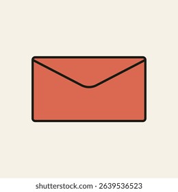 Closed red envelope with black outline, representing email, messaging, or traditional mail communication