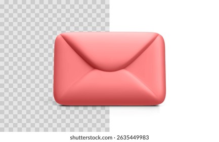 Closed Red Envelope Rendered In Minimal 3D Style, Shown From Front Angle. Clean Vector Illustration Representing Mail, Message, Contact, Or Communication Concept For Web Or UI Design.