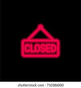 Closed red glowing neon ui ux icon. Glowing sign logo vector