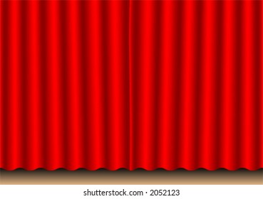 Closed red movie curtain