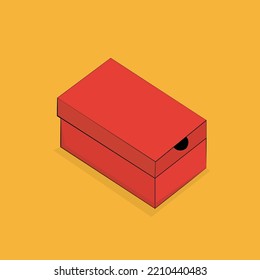 A Closed Red Shoe Box On A Yellow Background