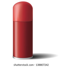 Closed red spray with red hill in format with reflections and shadow, isolated on white background