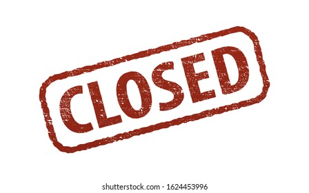 Closed red stamp isolated on white, vector design