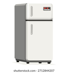 Closed refrigerator with two doors Isolated vector illustration on white background. Refrigerator side view