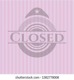 Closed retro style pink emblem. Vector Illustration. Detailed.