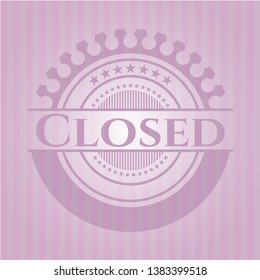 Closed retro style pink emblem. Vector Illustration. Detailed.