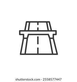 Closed road, icon in line design. Closed road, roadblock, traffic sign, detour, barrier, no entry, restricted access on white background vector. Closed road, icon in line design editable stroke icon