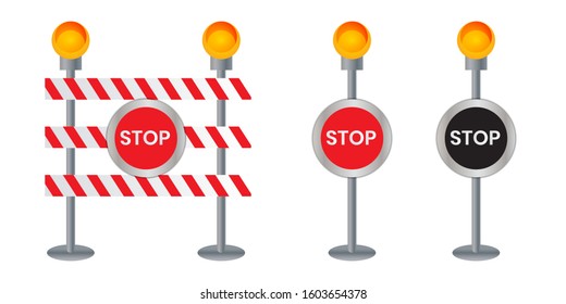 Closed road sign for barrier Construction marking (Stop)