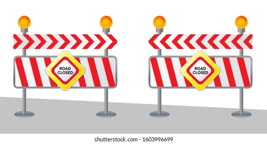 Closed road sign for barrier Construction marking