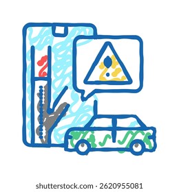 Vector de dibujo de icono de doodle de advertencia de carretera cerrada. señal de advertencia de carretera cerrada. ilustración de símbolo aislado