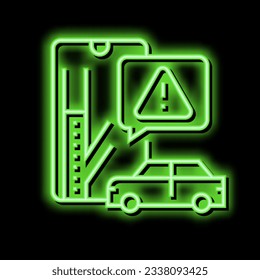 closed road warning neon light sign vector. closed road warning illustration