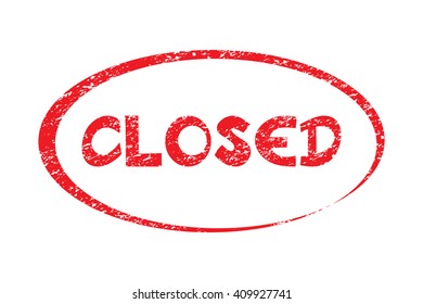 CLOSED. Rubber Stamp with red color have porous and rough isolated on white background. For make a mark or design your product using a stamp or seal. Easy to change color. Unique character.