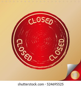 CLOSED. Rubber Stamp with red color have porous and rough on gold paper. For make a mark or design your product using a stamp or seal. Easy to change color.