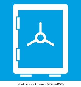 Closed safe icon white isolated on blue background vector illustration