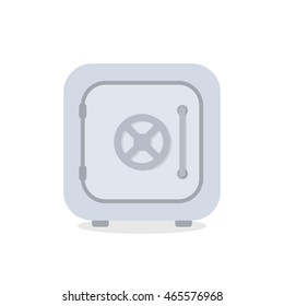 Closed safe isolated on background. Bank safe closeup. Safe with money.  Safe vector flat icon