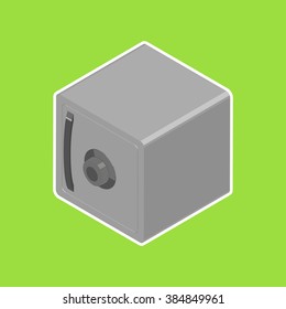Closed safe. Isometric vector illustration