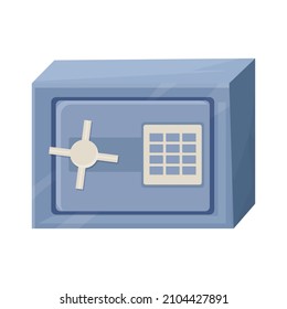 Closed safe secure digital locks with coded passwords in cartoon style isolated on white background. Steel box, secret container.