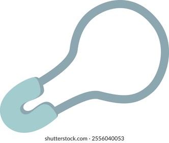 Closed safety pin, featuring a light blue clasp, effectively securing fabric, ensuring garments remain intact and preventing wardrobe malfunctions