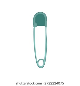 Perno de seguridad cerrado con la cabeza plástica en el fondo blanco, útil para asegurar la ropa del bebé, los pañales, las prendas de vestir, las artes y las telas de reparación, simple, limpio, icono mínimo