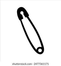 Closed safety pin silhouette isolated on white background. Safety pin icon vector illustration design.