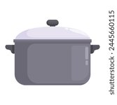 Closed saucepan icon cartoon vector. Soup kitchen pot. Metal material