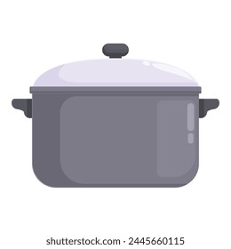 Closed saucepan icon cartoon vector. Soup kitchen pot. Metal material