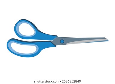 Geschlossene Schere mit blauem Griff einzeln auf weißem Hintergrund.