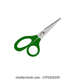 Closed Scissors in Doodle style. A school tool for cutting and creativity. A simple drawing is drawn by hand. Isolated on a white background. Color vector illustration