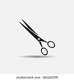 closed scissors haircut flat black icon on white background