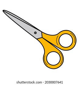 Closed scissors. School item, office supplies. Doodle. Hand-drawn Colorful vector illustration. The design elements are isolated on a white background