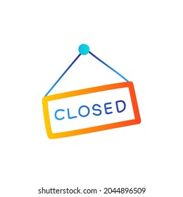 Closed shop sign icon in gradient color style, isolated on white background 