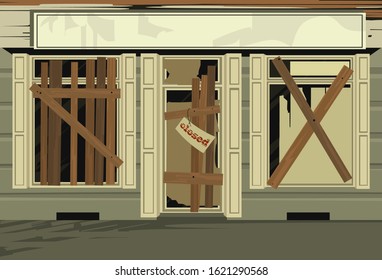 Closed shop window with blank board