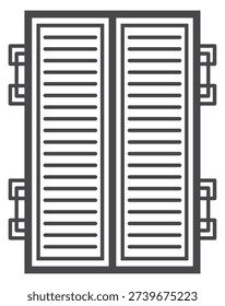 Closed shutters. Black window wooden element icon