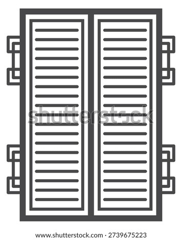Closed shutters. Black window wooden element icon
