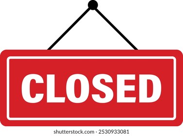 Closed sign board icon in trendy flat style. Button vector for graphic design isolated on transparent background. Red symbol. Alert signal message illustration for website and mobile app.