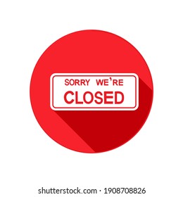 Closed sign circle icon on white background.