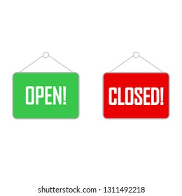 closed sign for door. flat style. Vector illustration,open sign,plate,text