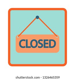 Closed Sign Door Plate flat icon in square frame