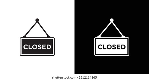 Closed Sign Icon Black line art vector logo set