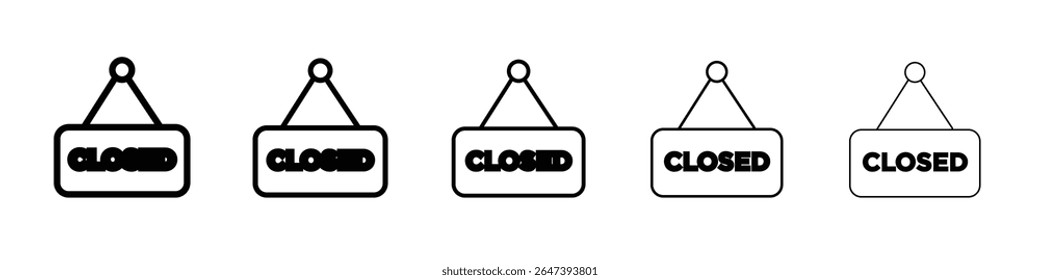 Logotipo de conjunto de ilustración plana de icono de signo cerrado