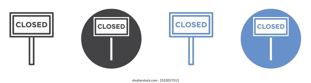 Closed sign icon flat line symbol set.