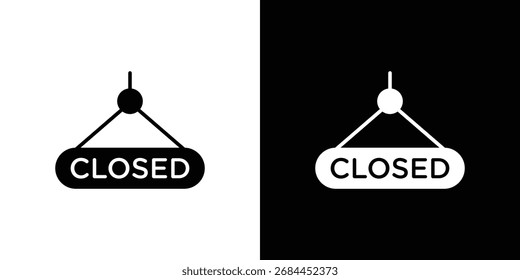 Symbol für geschlossenes Schild im flachen Stil, gefülltes schwarzes Symbol