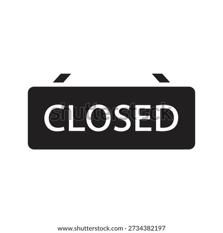 Closed sign icon with hanging board text showing shop business status unavailable service and offline store notification