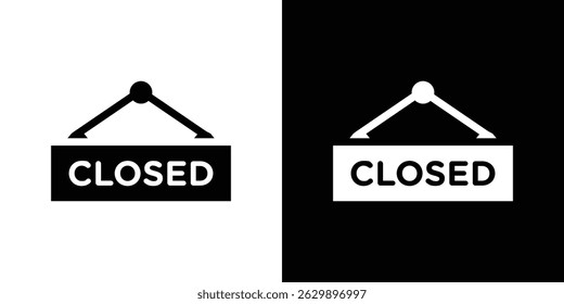 Closed sign icon in solid flat trendy design style.