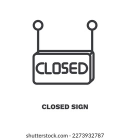 icono de signo cerrado. Icono de signo cerrado de línea delgada de la colección de restaurantes. Vector de contorno aislado en fondo blanco. El símbolo de signo cerrado editable se puede usar web y móvil